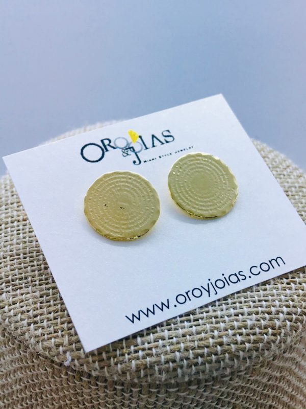18K Gold Plated Round Our Father Prayer Earrings. Gold Plated Round Earrings, Our Father Prayer Earrings.