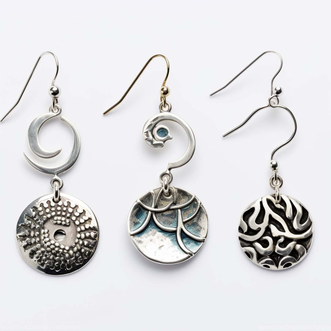 Artisan carefully crafting a pair of sterling silver earrings, exemplifying the skilled craftsmanship involved.